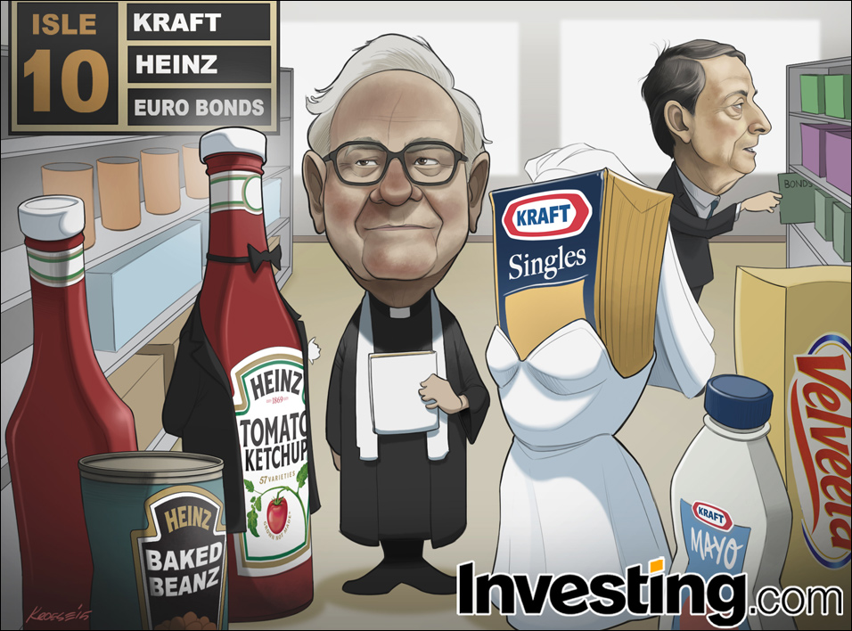 Mega-merger in the food industry: Kraft and Heinz merge to form the world's fifth-largest food company. Meanwhile, Draghi continues to buy euro zone bonds.