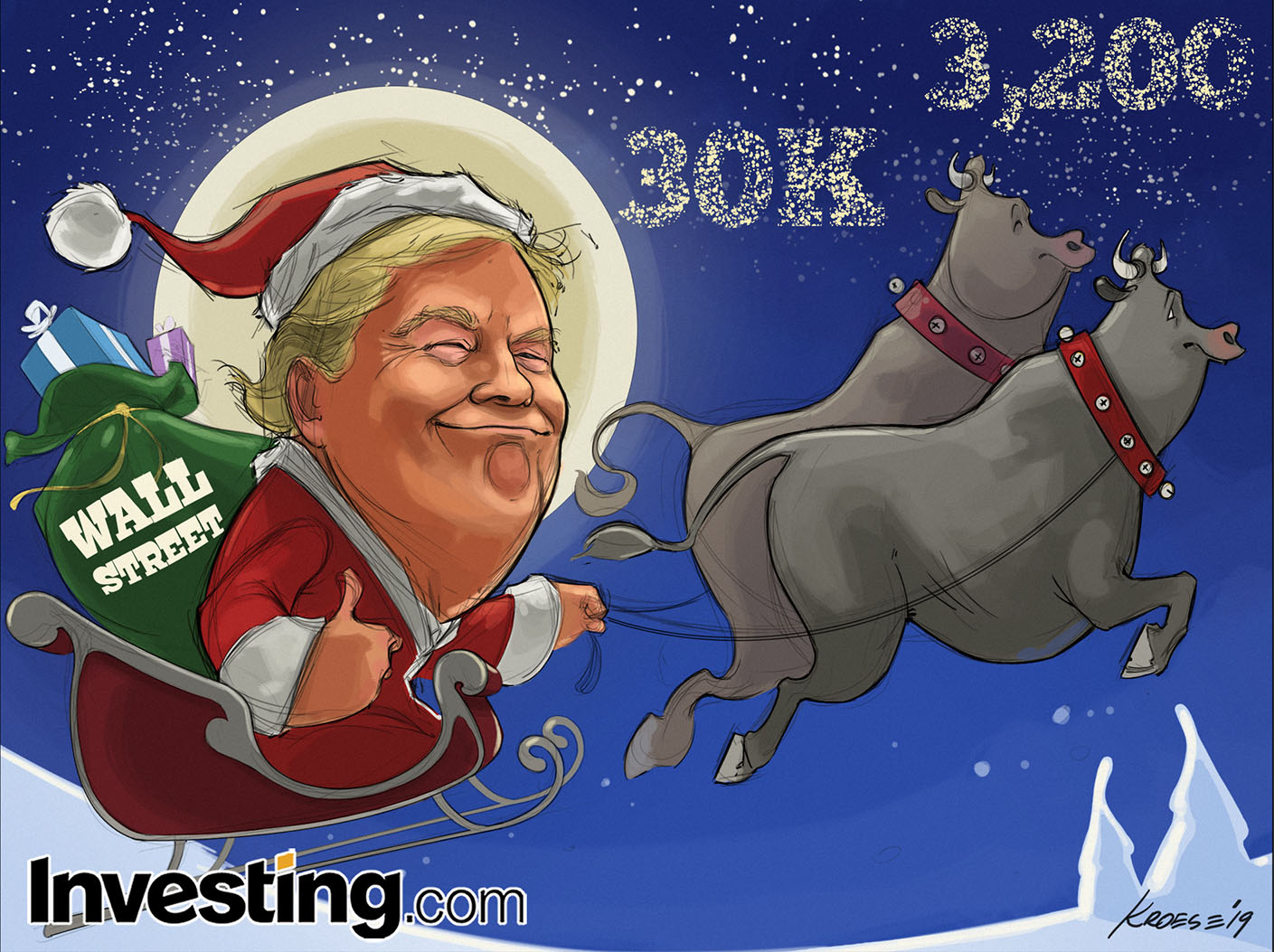 De kerstman komt naar Wall Street
