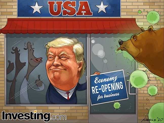 Heropening economie zorgt voor positieve stemming op Wall Street terwijl Trump probeert de coronavirusuitbraak achter zich te laten