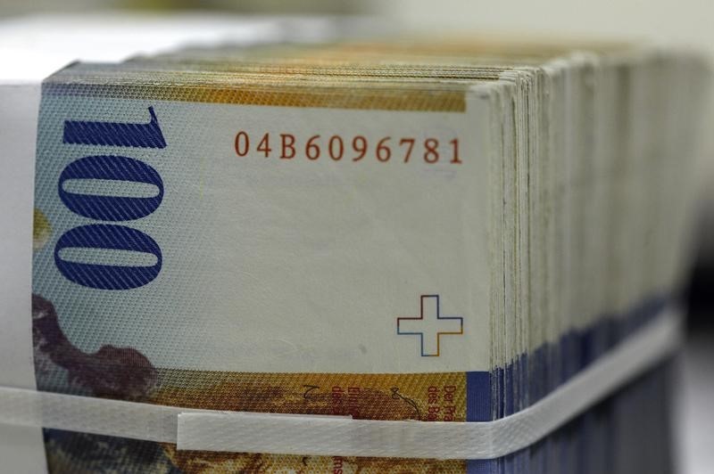 &copy; Reuters.  Швейцарская валюта ослабла против евро на решении НБШ сохранить негативные ставки
