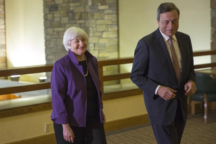 &copy; Reuters.  Yellen and Draghi are not expected to rock markets in dual speeches Friday