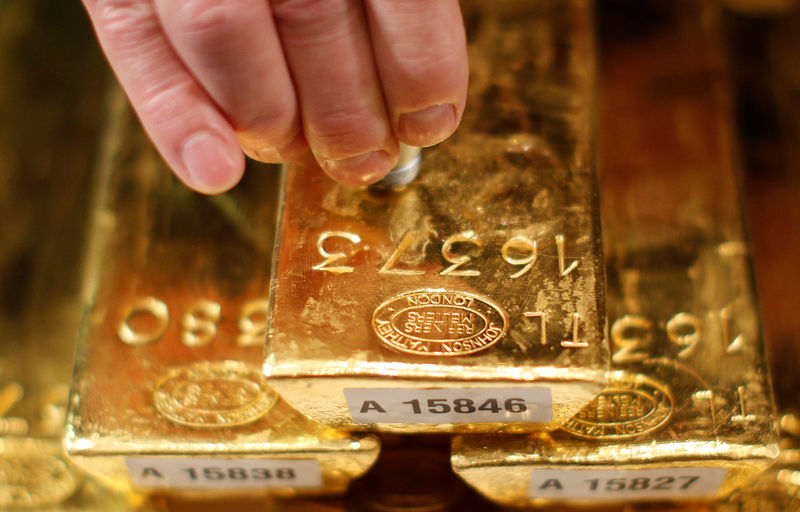 Gold Up as Dollar Weakens, Investors Await Fed Minutes