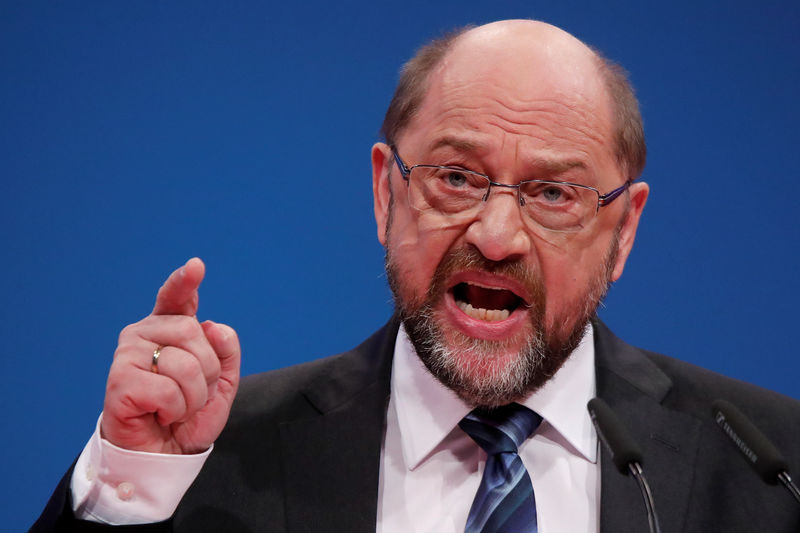 &copy; Reuters.  Germania, leader Spd Schulz dice che non ricoprirà incarico in governo
