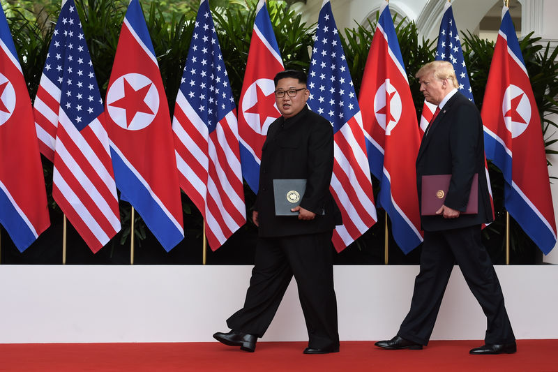 &copy; Reuters.  Trump and Kim agree to work towards 'complete denuclearization of Korean penninsula
