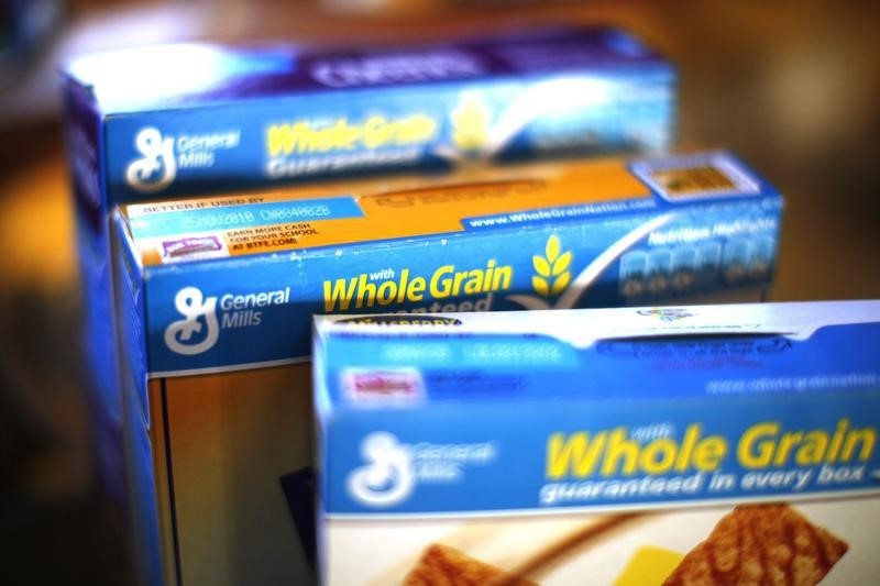 © Bloomberg. SAN RAFAEL, CA - SEPTEMBER 20: The General Mills logo is displayed on a box of Raisin Nut Bran cereal at Scotty's Market on September 20, 2017 in San Rafael, California. General Mills reported a lower than expected first quarter earnings as yogurt and cereal sales slump. The company had a net income of $405 million in the first quarter missing analysts estimates of $446 million. (Photo by Justin Sullivan/Getty Images)