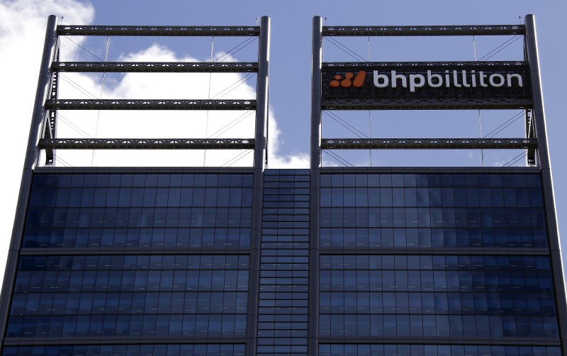 &copy; Reuters.  BHP, Rio Tinto weigh on Australian shares; NZ slightly up