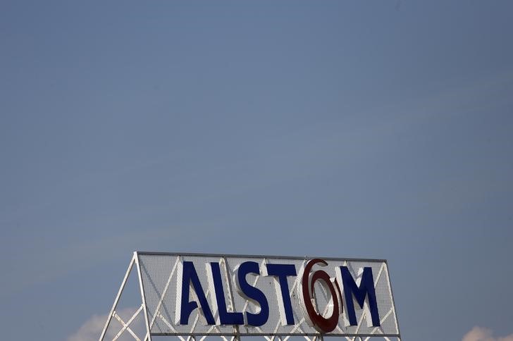 © Reuters. FILE PHOTO: Trains are seen at the Alstom high-speed train TGV factory of the company in Belfort