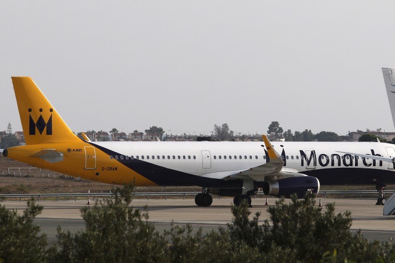 © Reuters. File photo of a Monarch Airlines passenger aircraft preparing for take off from Gatwick Airport in southern England