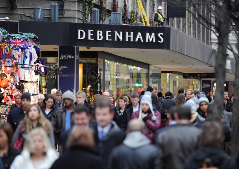 &copy; Reuters.  Plunge in UK confidence hits Debenhams, adds to slowdown fears