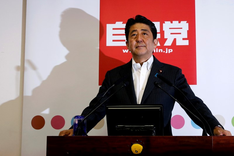 &copy; Reuters.  Shinzo Abe dice que la política expansiva del banco central no debería continuar para siempre