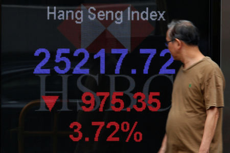 Asia stocks sink, Hong Kong rallies on reopening hopes