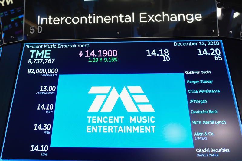 © Reuters. Logo da Tencent Music 
22/03/2021
REUTERS/Florence Lo