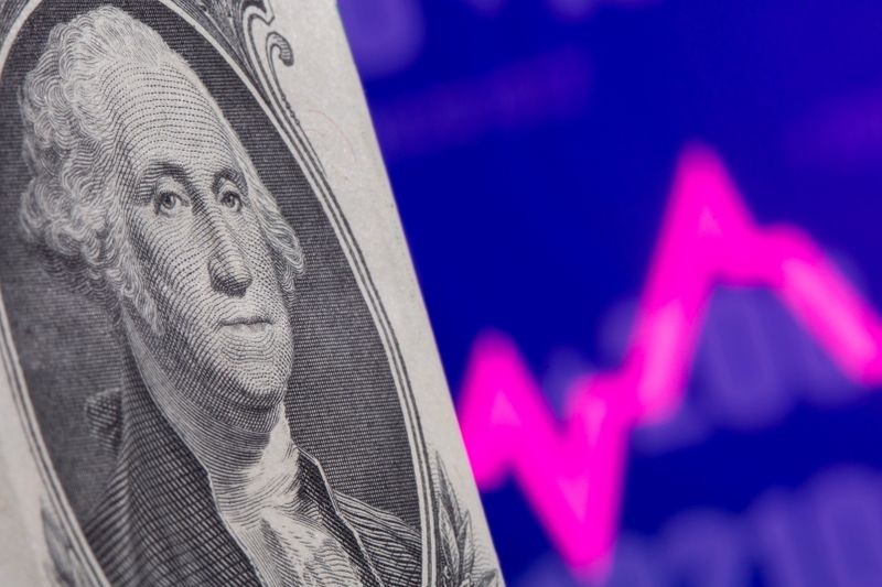 Dollar edges lower, but on course for eighth straight winning week