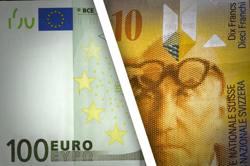 Евро торгуется рядом с 20-месячным минимумом против швейцарской валюты