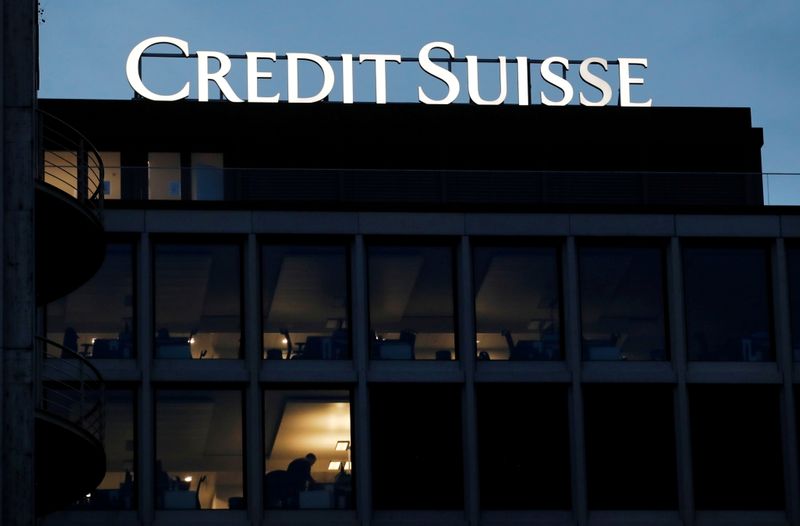 &copy; Reuters. A logo of Credit Suisse is pictured on a building in Geneva, Switzerland, November 8, 2017. REUTERS/Denis Balibouse/File Photo