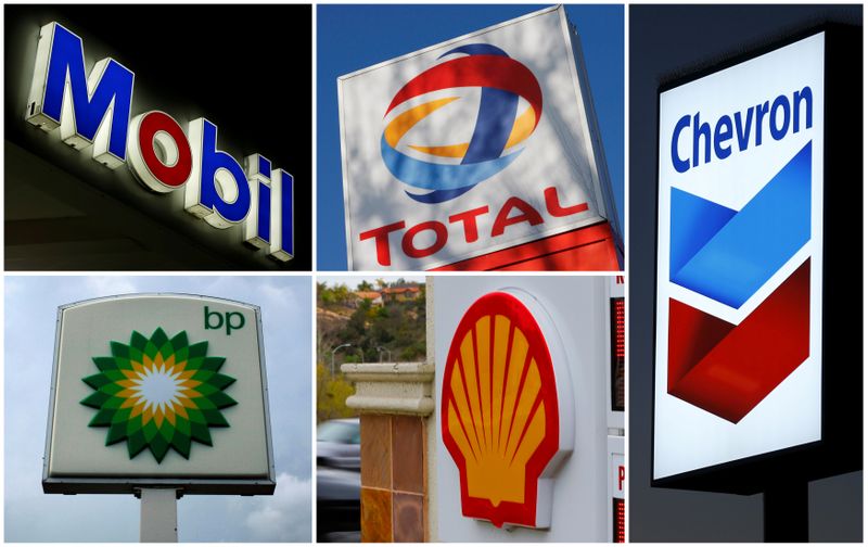 &copy; Reuters. Foto de archivo combinada de los logos de las empresas petroleras BP, Chevron, Exxon Mobil, Royal Dutch Shell y Total.  REUTERS/File Photo