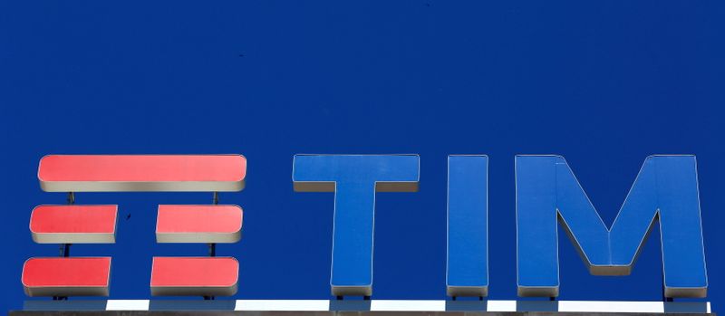 &copy; Reuters. FILE PHOTO: Telecom Italia's logo for the TIM brand is seen on building roof downtown Milan, Italy, May 20, 2016. REUTERS/Stefano Rellandini/File Photo