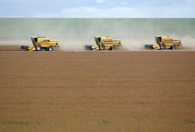 © Reuters. Trabalhos de colheita de soja em Nova Mutum, no Mato Grosso
REUTERS/Paulo Whitaker 