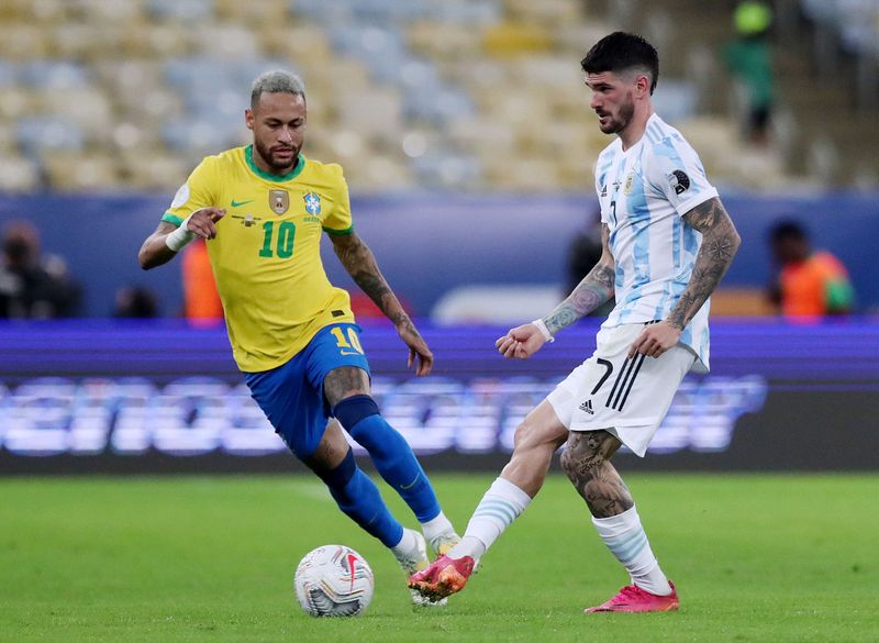 &copy; Reuters. De Paul em jogo da Argentina contra o Brasil
 10/7/2021  REUTERS/Amanda Perobelli