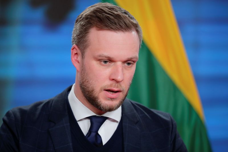 &copy; Reuters. وزير خارجية ليتوانيا جبريليوس لاندسبيرجس في برلين يوم 17 مارس آذار 2021. صورة حصلت عليها رويترز من ممثل عن وكالات الأنباء.