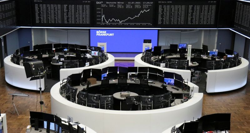 &copy; Reuters. The German share price index DAX graph is pictured at the stock exchange in Frankfurt, Germany, July 12, 2021.    REUTERS/StafF