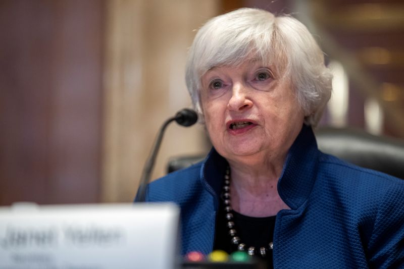 &copy; Reuters. FILE PHOTO: U.S. Treasury Secretary Janet Yellen testifies before the Senate Appropriations Subcommittee on Financial Services about the FY22 Treasury budget request on Capitol Hill, in Washington, DC, U.S., June 23, 2021.     Shawn Thew/Pool via REUTERS