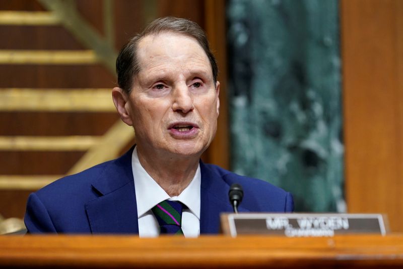 &copy; Reuters. FILE PHOTO: U.S. Senator Ron Wyden (D-OR) speaks during a hearing with U.S. Trade Representative Katherine Tai before the Senate Finance Committee on Capitol Hill in Washington, U.S., May 12, 2021.  Susan Walsh/Pool via REUTERS