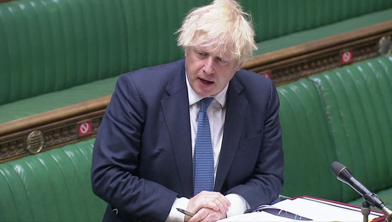 &copy; Reuters. Britain's Prime Minister Boris Johnson speaks during the weekly question time debate in Parliament in London, Britain, July 14, 2021, in this screen grab taken from video. Reuters TV via REUTERS     THIS IMAGE HAS BEEN SUPPLIED BY A THIRD PARTY. NEWS AND 