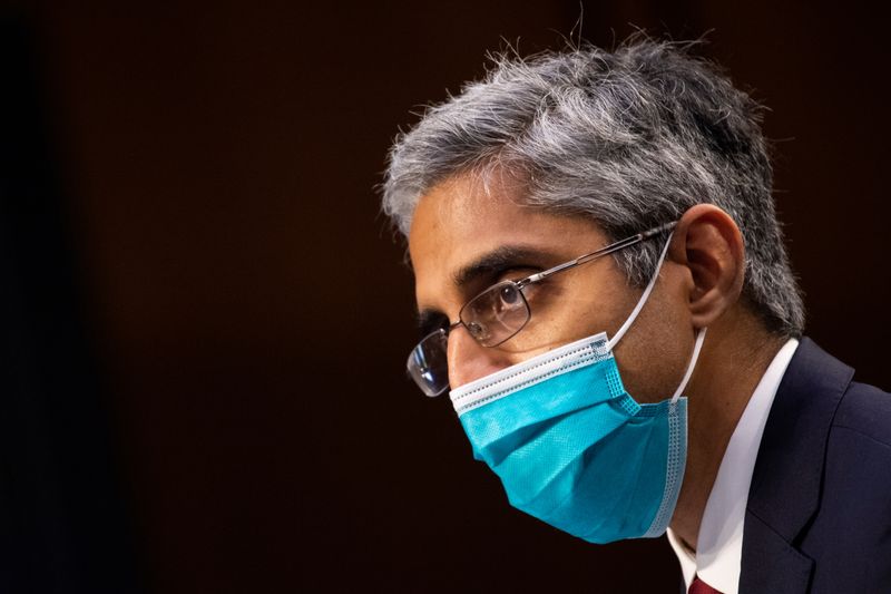&copy; Reuters. FILE PHOTO: Vivek Murthy speaks during his confirmation hearing to be Medical Director in the Regular Corps of the Public Health Service and to be Surgeon General of the Public Health Service before the Senate Health, Education, Labor, and Pensions commit