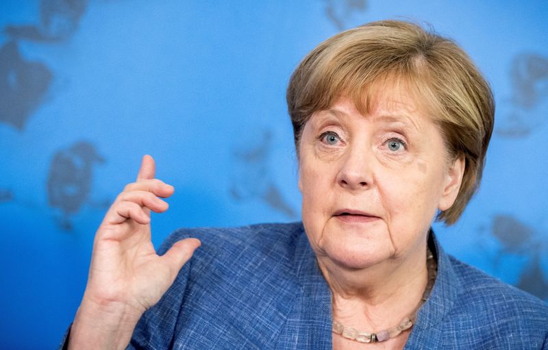 &copy; Reuters. Chanceler da Alemanha, Angela Merkel, durante entrevista coletiva em Berlim
13/07/2021 Michael Kappeler