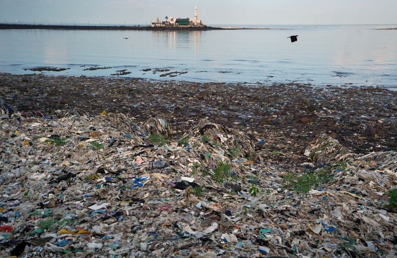 &copy; Reuters. Corvo sobrevoa praia cheia de lixo em Mumbai, Índia
02/10/2019 REUTERS/Hemanshi Kamani/File Photo