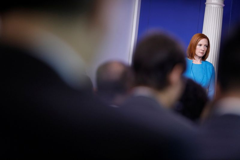 &copy; Reuters. La secretaria de prensa de la Casa Blanca, Jen Psaki, durante una conferencia de prensa, en Washington, EEUU, Julio  15, 2021. REUTERS/Tom Brenner