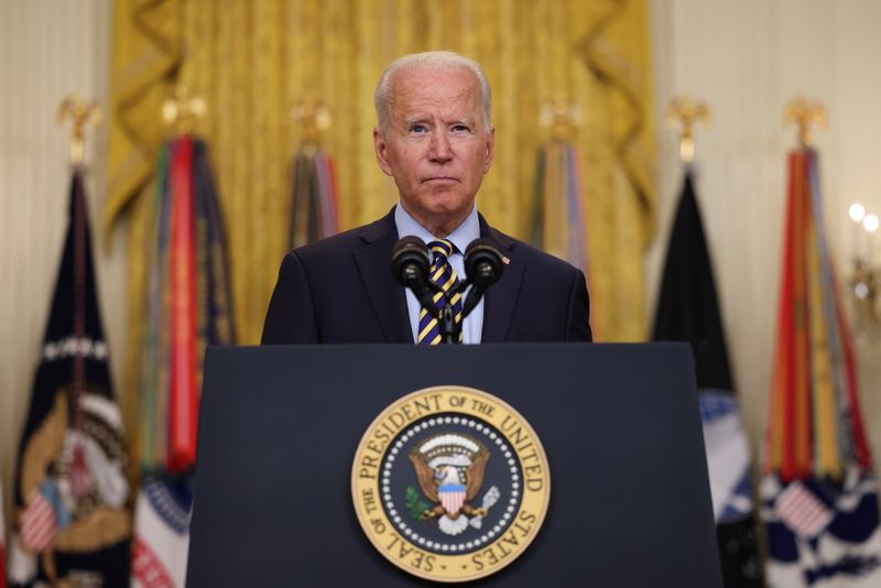 &copy; Reuters. FILE PHOTO: U.S. President Joe Biden delivers remarks on the administration's continued drawdown efforts in Afghanistan in a speech from the East Room at the White House in Washington U.S., July 8, 2021. REUTERS/Evelyn Hockstein
