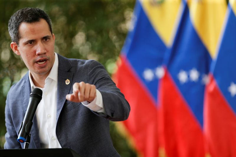 &copy; Reuters. FILE PHOTO: Venezuela's opposition leader Juan Guaido addresses the media, in Caracas, Venezuela April 9, 2021. REUTERS/Manaure Quintero/File Photo