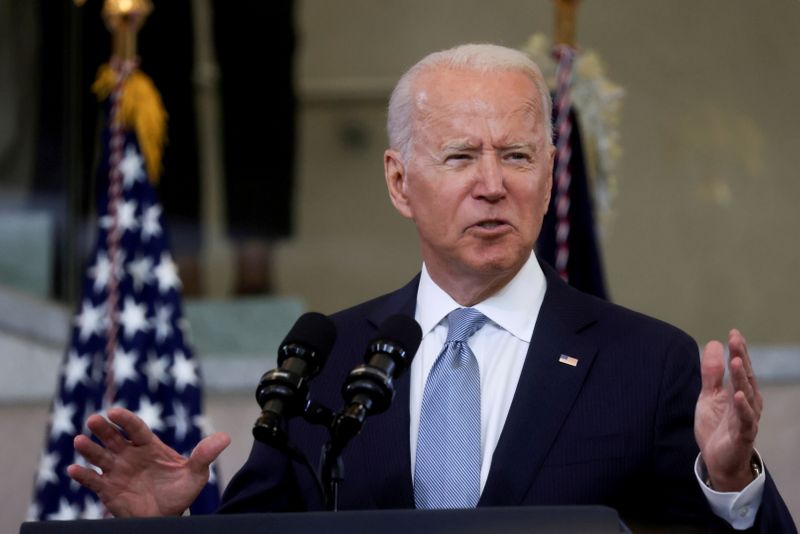 &copy; Reuters. FILE PHOTO: U.S. President Joe Biden delivers remarks in a speech at National Constitution Center in Philadelphia, Pennsylvania, U.S., July 13, 2021. REUTERS/Leah Millis