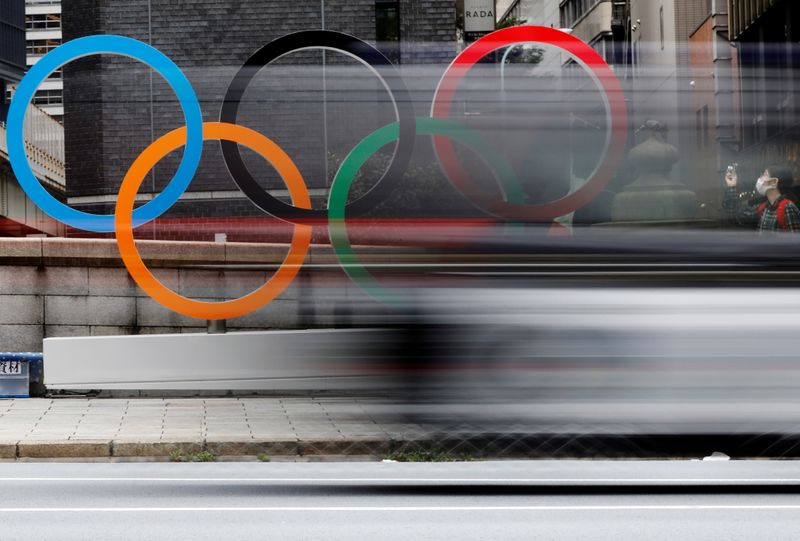 &copy; Reuters. FOTO DE ARCHIVO: El Anillo Olímpico que representa los Juegos Olímpicos de Tokio 2020 en Tokio, Japón, 12 de julio de 2021. REUTERS/Kim Kyung-Hoon