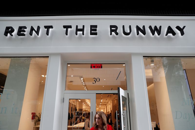 &copy; Reuters. FILE PHOTO: The Rent The Runway store, an online subscription service for women to rent designer dress and accessory items, is seen in New York City, New York, U.S., September 12, 2019.  REUTERS/Shannon Stapleton