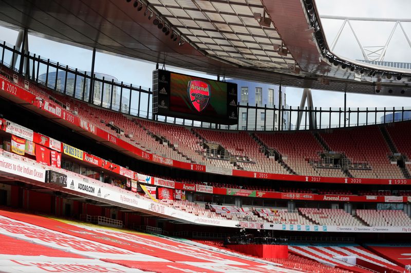 &copy; Reuters. FILE PHOTO: Soccer Football - Premier League - Arsenal v West Bromwich Albion - Emirates Stadium, London, Britain - May 9, 2021 General view inside the stadium before the match Pool via REUTERS/Frank Augstein 