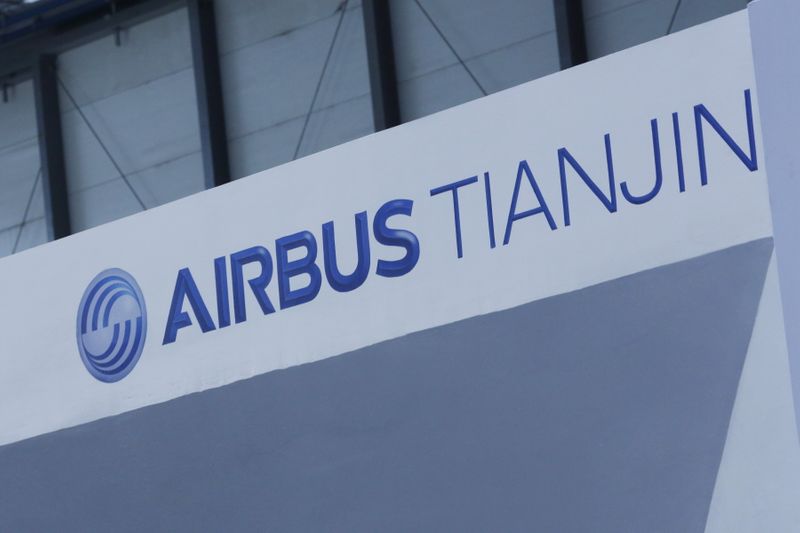 &copy; Reuters. FILE PHOTO: An Airbus Tianjin logo is displayed on a wall at a ground-breaking ceremony for the Airbus A330 completion and delivery center in Tianjin, China, March 2, 2016.  REUTERS/Kim Kyung-Hoon