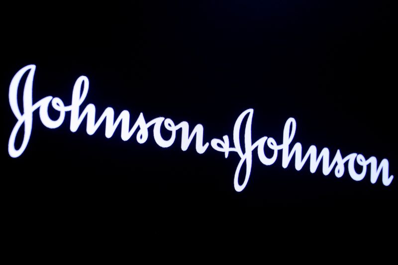 &copy; Reuters. The company logo for Johnson & Johnson is displayed on a screen to celebrate the 75th anniversary of the company's listing at the New York Stock Exchange (NYSE) in New York, U.S., September 17, 2019. REUTERS/Brendan McDermid/Files