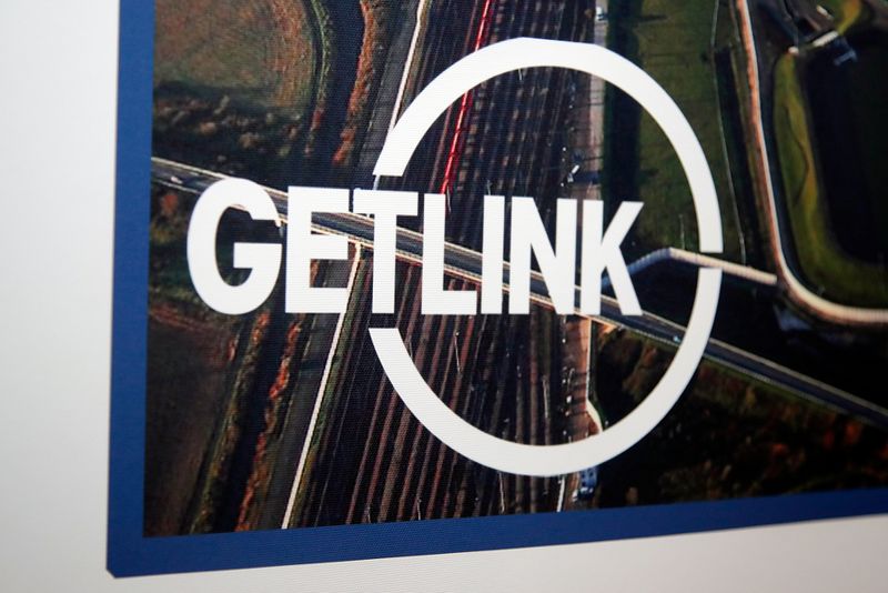 &copy; Reuters. FILE PHOTO:  The logo of Channel tunnel operator Getlink, formerly known as Eurotunnel, is seen during the company's 2018 annual results presentation in Paris, France, February 21, 2019.  REUTERS/Charles Platiau/File photo