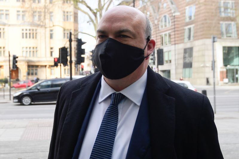 &copy; Reuters. FILE PHOTO: British entrepreneur Mike Lynch arrives at Westminster Magistrates Court in London, Britain, February 12, 2021. REUTERS/Toby Melville