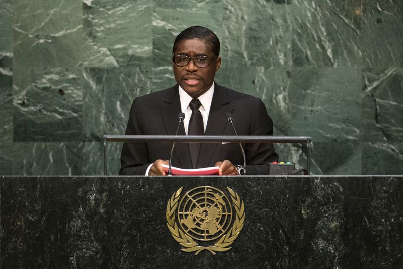 &copy; Reuters. Foto de archivo. El segundo vicepresidente de Guinea Ecuatorial Teodoro Nguema Obiang Mangue en un discurso en la sesión 70 de Naciones Unidas en Nueva York, 30 septiembre de 2015.REUTERS/Eduardo Munoz/