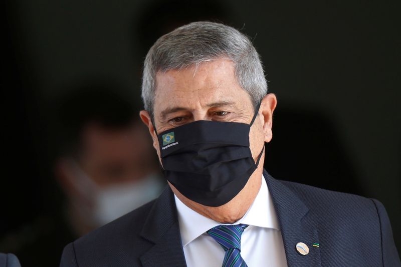 &copy; Reuters. Brazil's Defense Minister Walter Souza Braga Netto looks on  after a ceremony at the Ministry of Defense headquarters in Brasilia, Brazil July 22, 2021. REUTERS/Adriano Machado