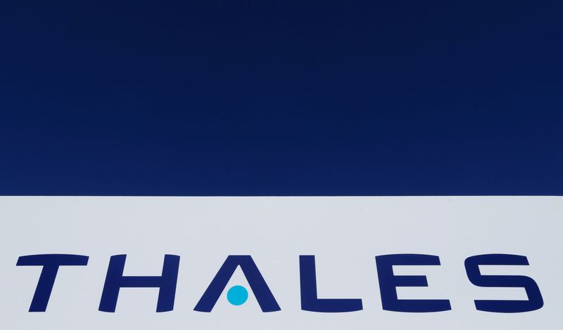 &copy; Reuters. FILE PHOTO: The logo of French defence and electronics group Thales is seen at the company's headquarters in Merignac near Bordeaux, France, March 22, 2019. REUTERS/Regis Duvignau