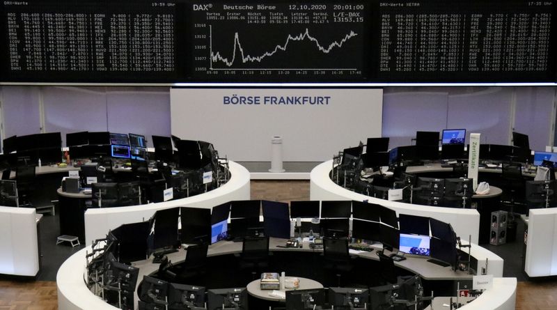 &copy; Reuters. FILE PHOTO: The German share price index DAX graph is pictured at the stock exchange in Frankfurt, Germany, October 12, 2020.    REUTERS/Staff