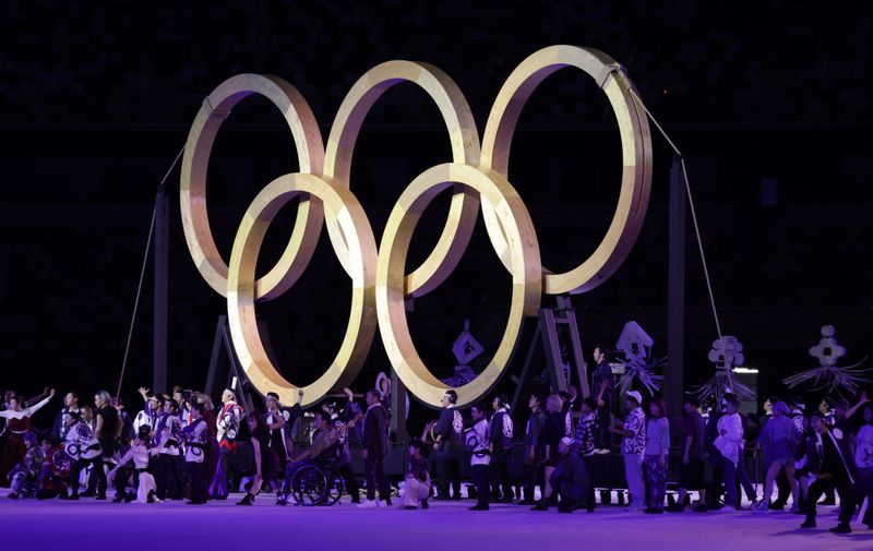 &copy; Reuters. Anéis Olímpicos durante cerimônia de abertura da Olimpíada Tóquio 2020
23/07/2021 REUTERS/Hannah Mckay