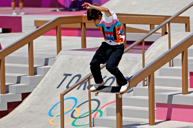 © Reuters. الياباني يوتو هوريجومي خلال مشاركته في أولمبياد طوكيو 2020 يوم الأحد. صورة لرويترز من يو.إس.إيه توداي نتوورك.