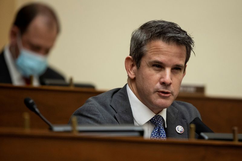 &copy; Reuters. FILE PHOTO: Representative Adam Kinzinger (R-IL) speaks during a House Foreign Affairs Committee hearing in Washington, D.C., U.S., March 10, 2021. Ting Shen/Pool via REUTERS/File Photo
