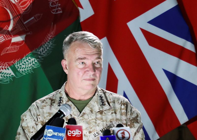 &copy; Reuters. U.S. Marine Corps General Kenneth McKenzie, commander of U.S. Central Command, speaks during a news conference, in Kabul, Afghanistan July 25, 2021. REUTERS/Staff
